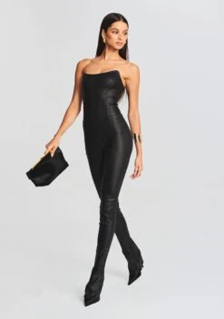 Brinley Coated Denim Jumpsuit -Zesty Dresses Sales Ecommerce Crop 20230816 SET1 BRINLEYJUMPSUITCOATEDBLACK 2068 ECOMM