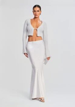 Silvana Silk Maxi Skirt -Zesty Dresses Sales Ecommerce Crop 23 07 18 SET1 Silvana Maxi Skirt Silver 0009 eComm