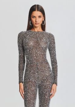 Marcel Sequin Jumpsuit -Zesty Dresses Sales Ecommerce Crop 23 09 21 MARCELJUMPSUIT BLACKSILVER 3147 ECOMM