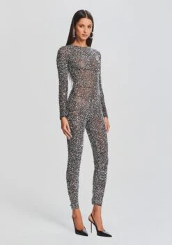 Marcel Sequin Jumpsuit -Zesty Dresses Sales Ecommerce Crop 23 09 21 MARCELJUMPSUIT BLACKSILVER 3177 ECOMM