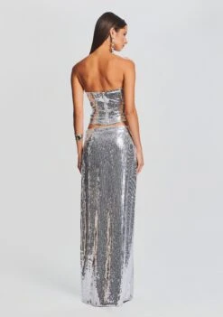 Savannah Sequin Maxi Skirt -Zesty Dresses Sales Ecommerce Crop 23 09 21 ORENBUSTIER SAVANNAHSKIRT SILVER 2966 ECOMM 19ec46e8 03cc 4718 820f f118d00386d0