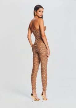 Elodie Sequin Jumpsuit -Zesty Dresses Sales Ecommerce Crop 23 09 22 ELODIEJUMPSUIT TANNIN 2131 ECOMM