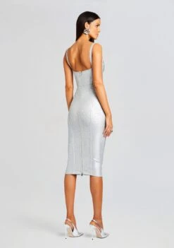 Zora Coated Knit Dress -Zesty Dresses Sales Ecommerce Crop 23 10 17 ZORADRESS SILVER 1421 ECOMM