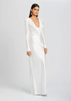 Anna Cowl Evening Dress 7 Anna Cowl Evening Dress -Zesty Dresses Sales Ecommerce Crop 23 10 18 ANNACOWLDRESS WHITE 2649 ECOMM