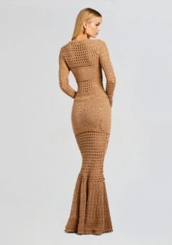 Sereno Knit Crochet Dress -Zesty Dresses Sales Ecommerce Crop 23 10 18 SERENODRESS METALLICNUDEBRONZE 2276 ECOMM