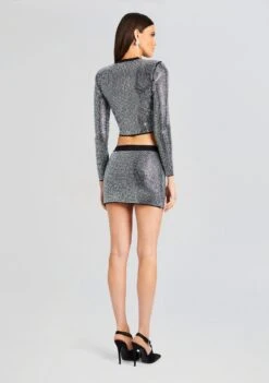 Delta Embellished Knit Skirt -Zesty Dresses Sales Ecommerce Crop 23 10 25 AEROJACKET DELTASKIRT BLACKSILVER 2479 ECOMM aa148211 089e 4ff5 83fa e28463326486