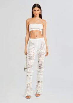 Luiz Knit Crochet Top -Zesty Dresses Sales Ecommerce Crop 23 10 25 ALAIACARDIGAN KYLAPANT LUIZTOP IRIDESCENTWHITE 380 ECOMM