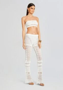 Luiz Knit Crochet Top -Zesty Dresses Sales Ecommerce Crop 23 10 25 ALAIACARDIGAN KYLAPANT LUIZTOP IRIDESCENTWHITE 406 ECOMM