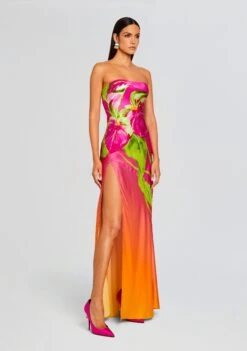 Aiyanna Silk Dress -Zesty Dresses Sales Ecommerce Crop 23 12 18 AIYANNADRESS OMBREANTHURIUM 2150 ECOMM