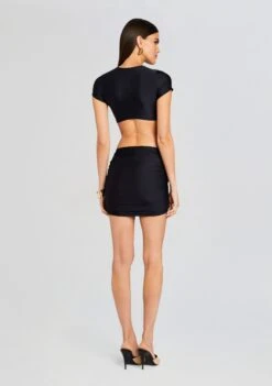 Kaida Lycra Cropped Shirt -Zesty Dresses Sales Ecommerce Crop 23 12 18 KAIDASHIRT BLACK 0645 ECOMM