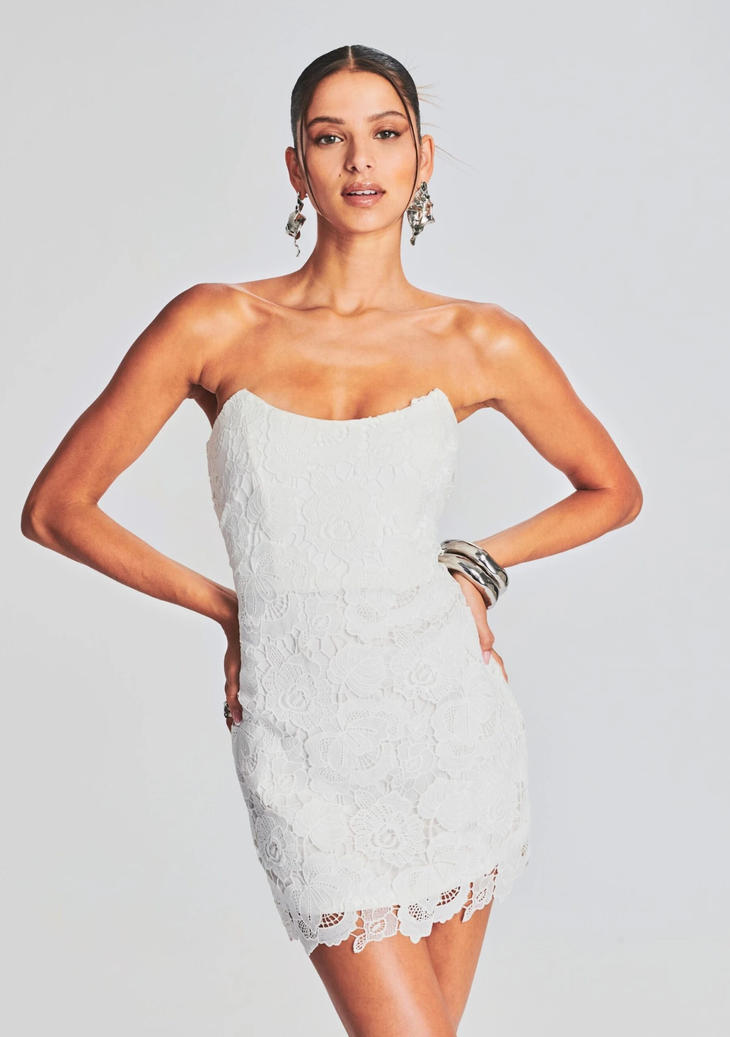 Eliza Lace Strapless Mini Dress 2 Eliza Lace Strapless Mini Dress - Image 2