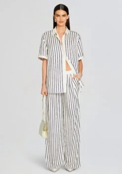 Davey Blouse -Zesty Dresses Sales Ecommerce Crop 24 01 11 DAVEYBLOUSE DIXONPANT NAVYIVORYSTRIPE 0467 ECOMM