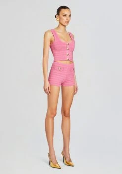 Sandra Bandage Knit Short -Zesty Dresses Sales Ecommerce Crop 24 02 15 NELLATOP SANDRASHORT METALLICCANDYPINK 2448 ECOMM f23be604 bf5f 46aa 8d7f 9869a66b829e