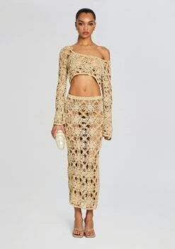 Sadie Knit Crochet Top -Zesty Dresses Sales Ecommerce Crop 24 02 16 SADIETOP SOFIESKIRT METALLICGOLD 004 ECOMM