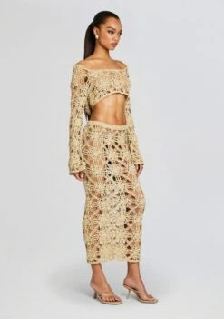 Sadie Knit Crochet Top -Zesty Dresses Sales Ecommerce Crop 24 02 16 SADIETOP SOFIESKIRT METALLICGOLD 038 ECOMM
