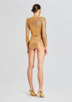 Tru Embellished Knit Short -Zesty Dresses Sales Ecommerce Crop 24 02 29 MALIJACKET TRUSHORTS GOLDMETALLICNUDE 1436 ECOMM