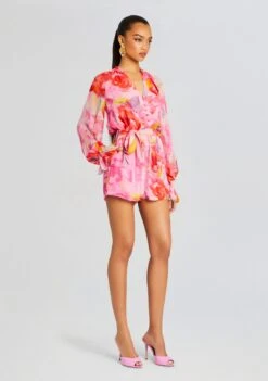Rosa Romper -Zesty Dresses Sales Ecommerce Crop 24 02 29 ROSA973ROMPERWBELT PINKFLORAL 1047 ECOMM