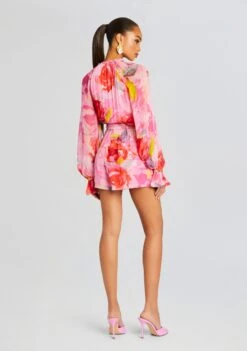 Rosa Romper -Zesty Dresses Sales Ecommerce Crop 24 02 29 ROSA973ROMPERWBELT PINKFLORAL 1053 ECOMM