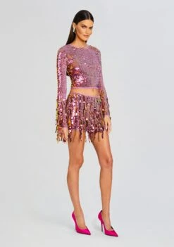 Miriam Sequin Crochet Top -Zesty Dresses Sales Ecommerce Crop 24 03 12 MIRIAMTOP NICOLASKIRT THISTLEFLOWER 1227 ECOMM