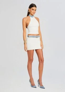 Cape Knit Denim Skirt -Zesty Dresses Sales Ecommerce Crop 24 03 13 CARATOP CAPESKIRT WHITECOASTLINE 0366 ECOMM