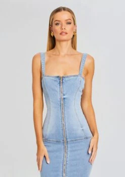 Lyndon Denim Dress -Zesty Dresses Sales Ecommerce Crop 24 03 13 LYNDONDRESS VINTAGE CELESTE 1491 ECOMM
