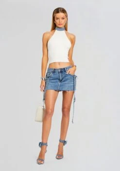 Sherona Denim Skirt -Zesty Dresses Sales Ecommerce Crop 24 03 13 SHERONASKIRT OASIS ALESSANDRASANDAL DENIM 1659 ECOMM