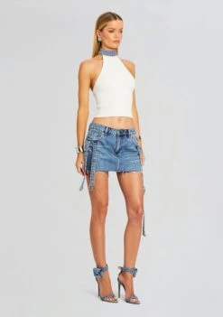 Sherona Denim Skirt -Zesty Dresses Sales Ecommerce Crop 24 03 13 SHERONASKIRT OASIS ALESSANDRASANDAL DENIM 1682 ECOMM