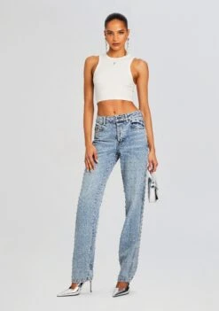 Vero Embellished Denim Pant -Zesty Dresses Sales Ecommerce Crop 24 03 27 CLEATANK WHITE VEROPANT TANGIER 1877 ECOMM