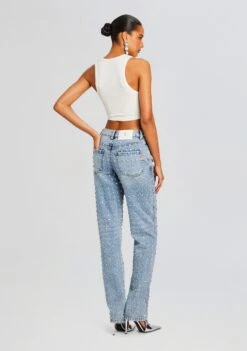Vero Embellished Denim Pant -Zesty Dresses Sales Ecommerce Crop 24 03 27 CLEATANK WHITE VEROPANT TANGIER 1916 ECOMM