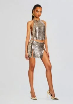 Kylo Embellished Top -Zesty Dresses Sales Ecommerce Crop 24 03 27 KYLOTOP TAMARSKIRT SILVERGOLD 2581 ECOMM