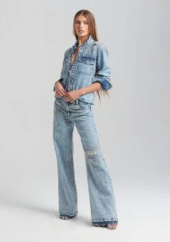 Doreen Crystal Embellished Denim Shirt 9 Doreen Crystal Embellished Denim Shirt -Zesty Dresses Sales Ecommerce Crop Retrofete Ecomm set2 Look13 1865
